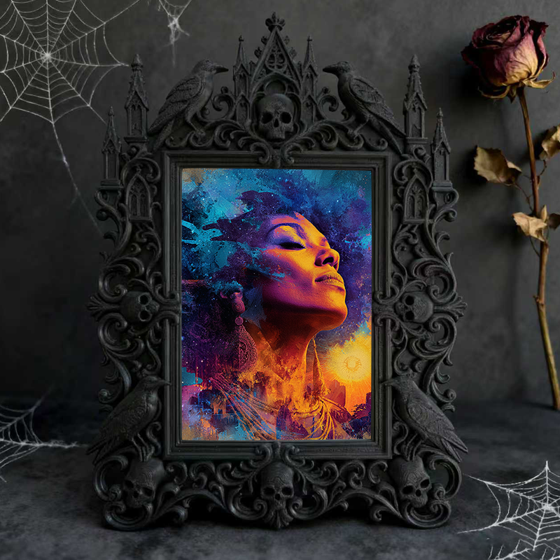 Trend-setting Gothic Dark-style Photo Frame | Dark Art Studio Gift Shop Decor, Photo Ornament, Wall-mountable & Tabletop, Slim Frame