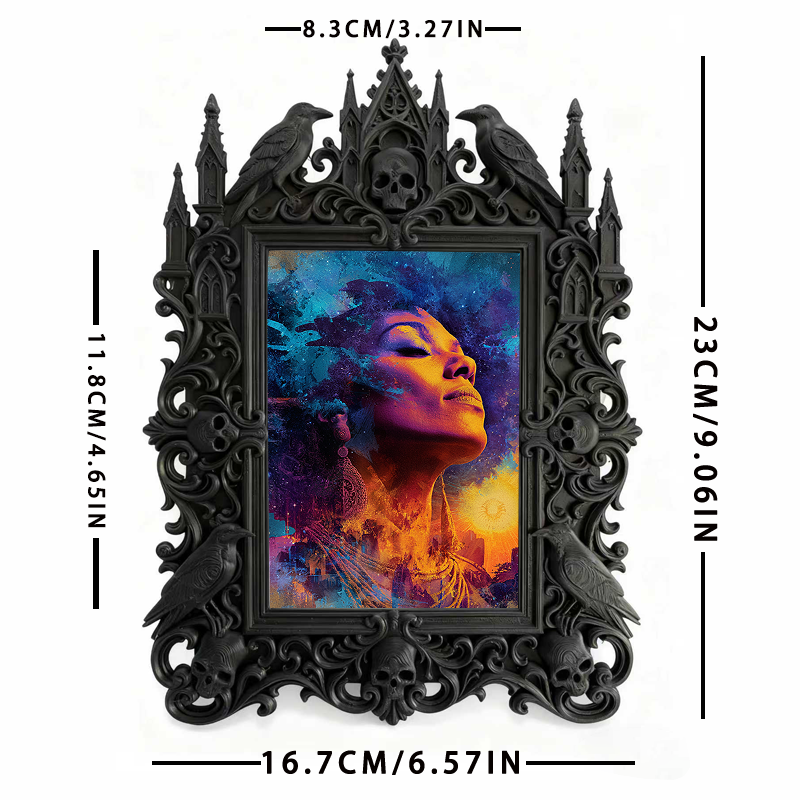 Trend-setting Gothic Dark-style Photo Frame | Dark Art Studio Gift Shop Decor, Photo Ornament, Wall-mountable & Tabletop, Slim Frame