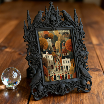 Rare-find Gothic Dark-style Photo Frame | Werewolf Themed Pub Wall Decor, Photo Ornament, Wall/Table Dual-use, Rustic Frame