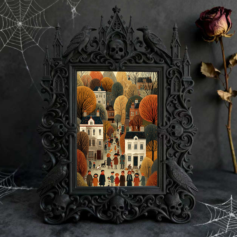 Rare-find Gothic Dark-style Photo Frame | Werewolf Themed Pub Wall Decor, Photo Ornament, Wall/Table Dual-use, Rustic Frame