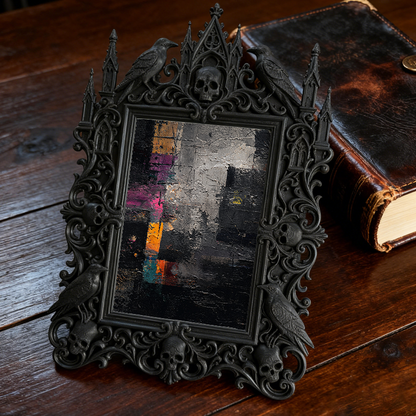 Chic Gothic Dark-style Photo Frame | Gothic Skincare Boutique Shelf Decor, Photo Ornament, Wall-mountable & Tabletop, High-gloss Frame