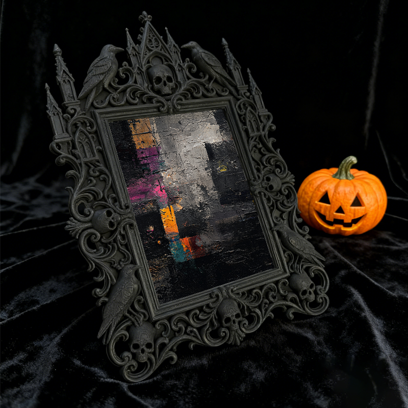 Chic Gothic Dark-style Photo Frame | Gothic Skincare Boutique Shelf Decor, Photo Ornament, Wall-mountable & Tabletop, High-gloss Frame