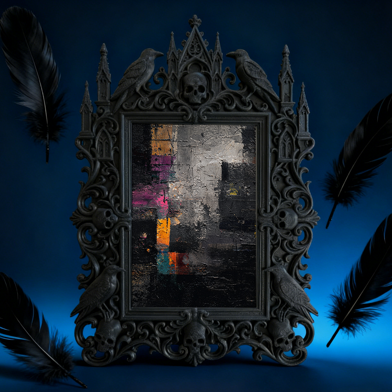 Chic Gothic Dark-style Photo Frame | Gothic Skincare Boutique Shelf Decor, Photo Ornament, Wall-mountable & Tabletop, High-gloss Frame