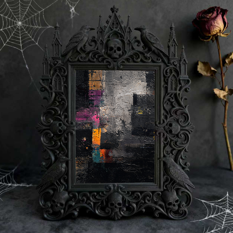 Chic Gothic Dark-style Photo Frame | Gothic Skincare Boutique Shelf Decor, Photo Ornament, Wall-mountable & Tabletop, High-gloss Frame