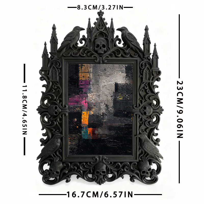 Chic Gothic Dark-style Photo Frame | Gothic Skincare Boutique Shelf Decor, Photo Ornament, Wall-mountable & Tabletop, High-gloss Frame