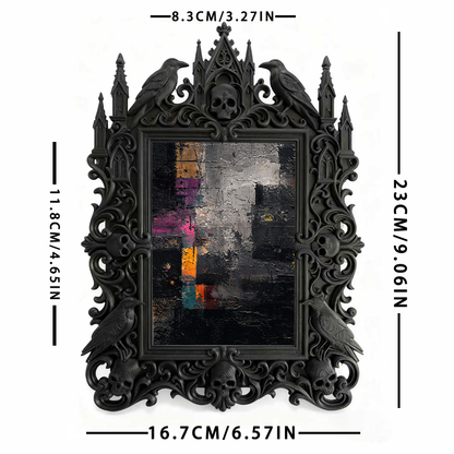 Chic Gothic Dark-style Photo Frame | Gothic Skincare Boutique Shelf Decor, Photo Ornament, Wall-mountable & Tabletop, High-gloss Frame