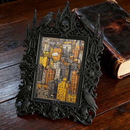 Standout Gothic Dark-style Photo Frame | Witchy Tarot Card Shop Window Decor, Photo Ornament, Wall-mountable & Tabletop, Portable Frame