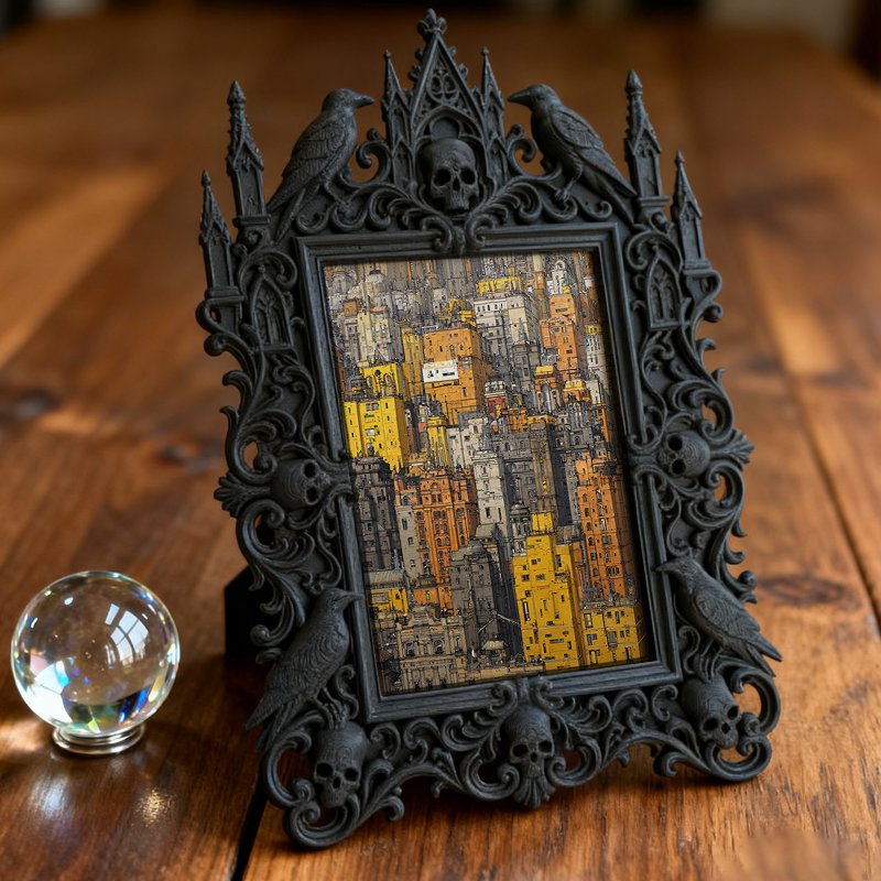 Standout Gothic Dark-style Photo Frame | Witchy Tarot Card Shop Window Decor, Photo Ornament, Wall-mountable & Tabletop, Portable Frame
