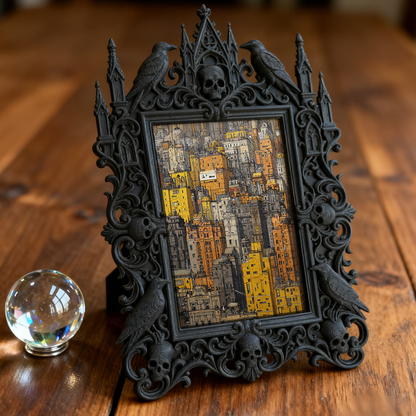 Standout Gothic Dark-style Photo Frame | Witchy Tarot Card Shop Window Decor, Photo Ornament, Wall-mountable & Tabletop, Portable Frame