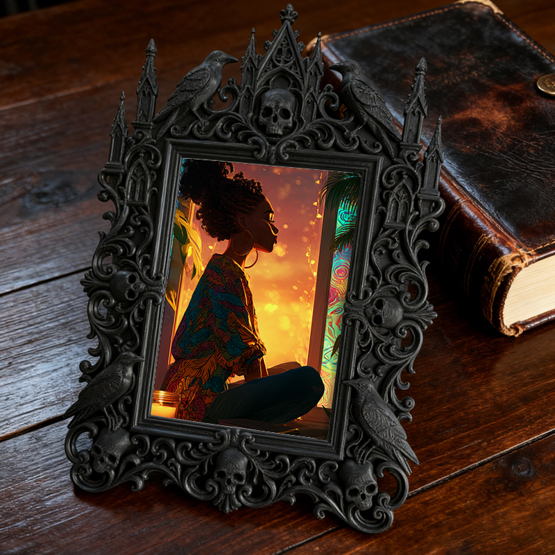 Tough Gothic Dark-style Photo Frame | Gothic Piercing Studio Waiting Area Decor, Photo Ornament, Dual-use Display, Wear-resistant Frame