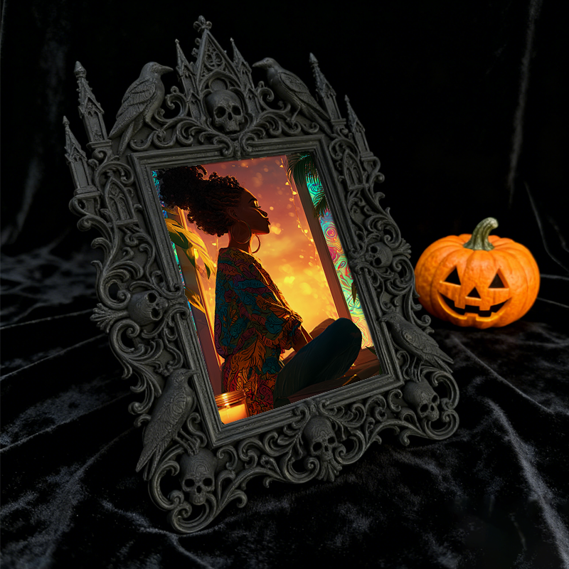 Tough Gothic Dark-style Photo Frame | Gothic Piercing Studio Waiting Area Decor, Photo Ornament, Dual-use Display, Wear-resistant Frame