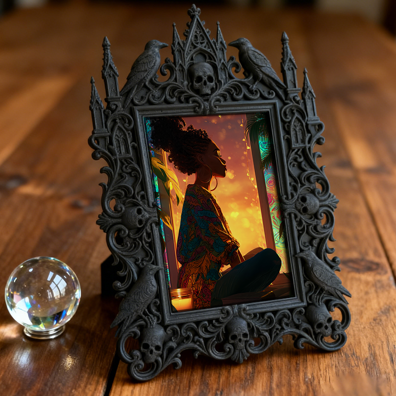 Tough Gothic Dark-style Photo Frame | Gothic Piercing Studio Waiting Area Decor, Photo Ornament, Dual-use Display, Wear-resistant Frame