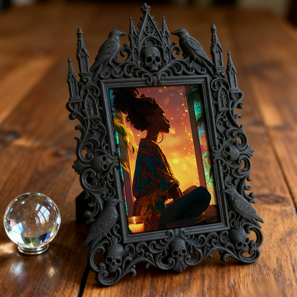 Tough Gothic Dark-style Photo Frame | Gothic Piercing Studio Waiting Area Decor, Photo Ornament, Dual-use Display, Wear-resistant Frame