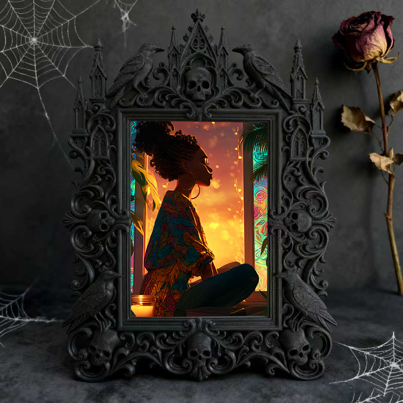 Tough Gothic Dark-style Photo Frame | Gothic Piercing Studio Waiting Area Decor, Photo Ornament, Dual-use Display, Wear-resistant Frame