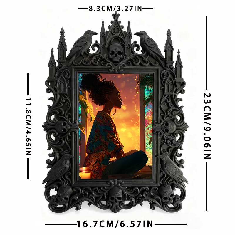 Tough Gothic Dark-style Photo Frame | Gothic Piercing Studio Waiting Area Decor, Photo Ornament, Dual-use Display, Wear-resistant Frame