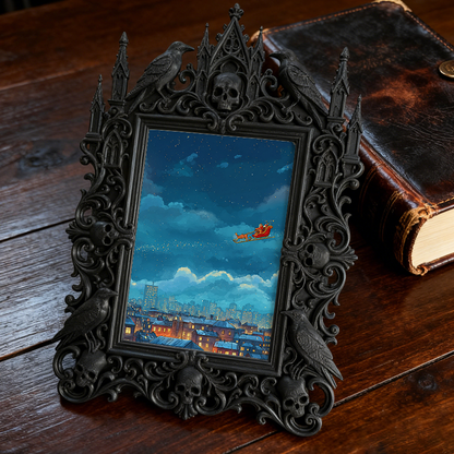 Bold Gothic Dark-style Photo Frame | Dark Fantasy Miniature Figurine Shop Decor, Photo Ornament, Wall-mountable & Tabletop, Creative Frame