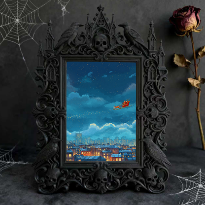 Bold Gothic Dark-style Photo Frame | Dark Fantasy Miniature Figurine Shop Decor, Photo Ornament, Wall-mountable & Tabletop, Creative Frame