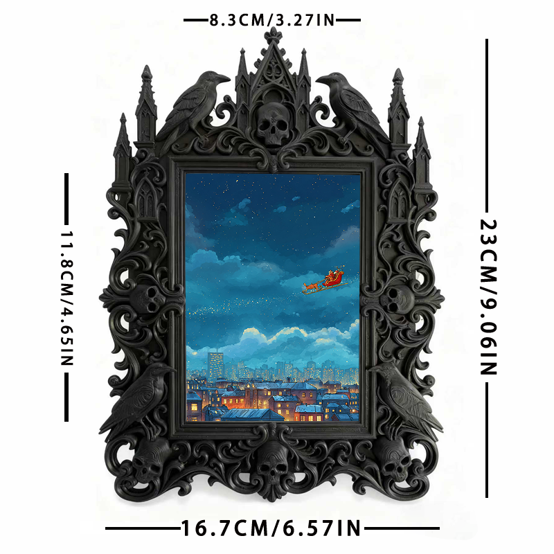 Bold Gothic Dark-style Photo Frame | Dark Fantasy Miniature Figurine Shop Decor, Photo Ornament, Wall-mountable & Tabletop, Creative Frame