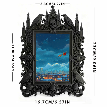 Bold Gothic Dark-style Photo Frame | Dark Fantasy Miniature Figurine Shop Decor, Photo Ornament, Wall-mountable & Tabletop, Creative Frame