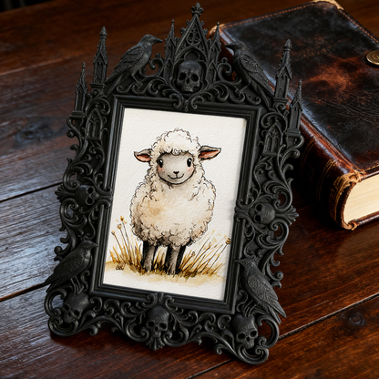 Cute Gothic Dark-style Photo Frame | Gothic Handmade Soap Shop Decor, Photo Ornament, Dual-use Display, Cute Frame