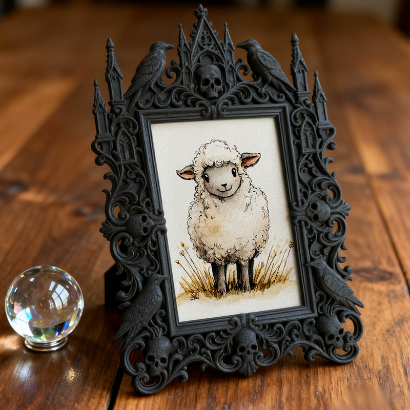 Cute Gothic Dark-style Photo Frame | Gothic Handmade Soap Shop Decor, Photo Ornament, Dual-use Display, Cute Frame