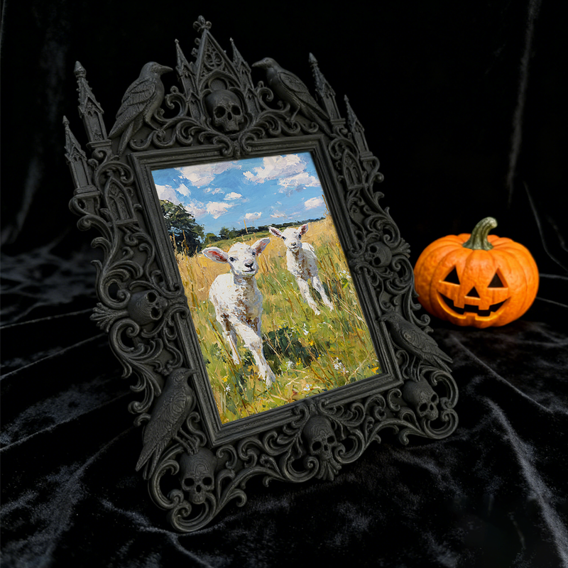 Blockbuster Gothic Dark-style Photo Frame | Gothic Rooftop Halloween Party Decor, Photo Ornament, Wall-mountable & Tabletop, Plastic Frame