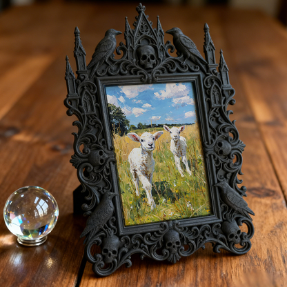 Blockbuster Gothic Dark-style Photo Frame | Gothic Rooftop Halloween Party Decor, Photo Ornament, Wall-mountable & Tabletop, Plastic Frame