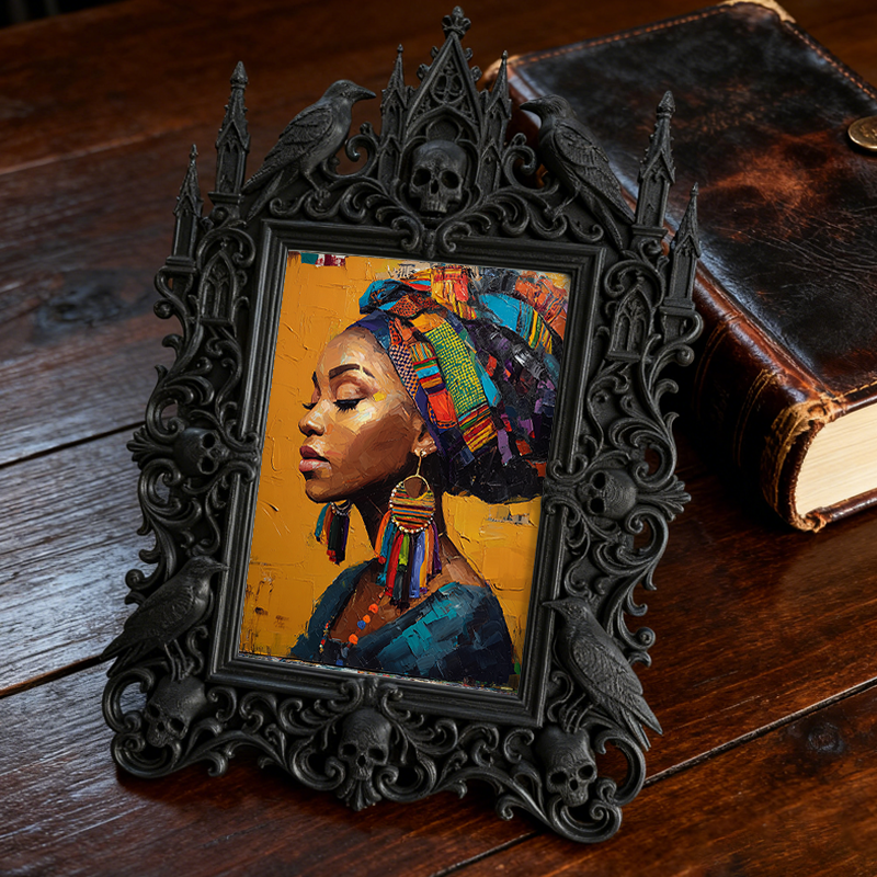 Top-trending Gothic Dark-style Photo Frame | Dark Academia Student Lounge Decor, Photo Ornament, Wall/Table Dual-use, Durable Frame
