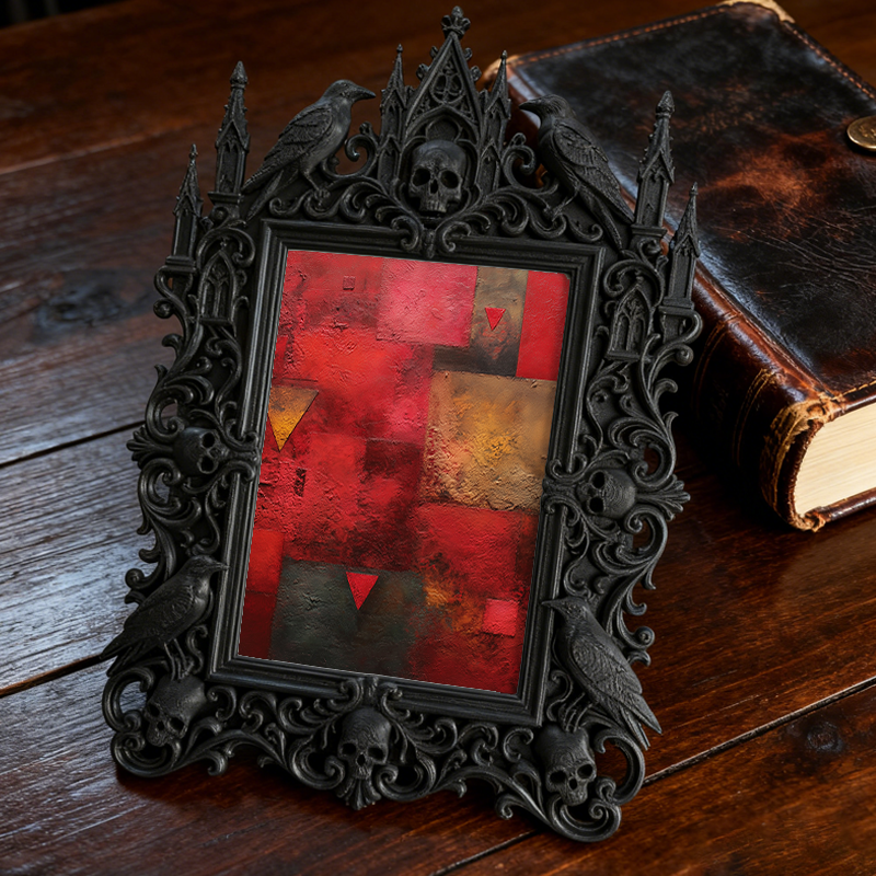 Customer-loved Gothic Dark-style Photo Frame | Horror Cosplay Photoshoot Prop Decor, Photo Ornament, Wall-mountable & Tabletop, Lightweight 