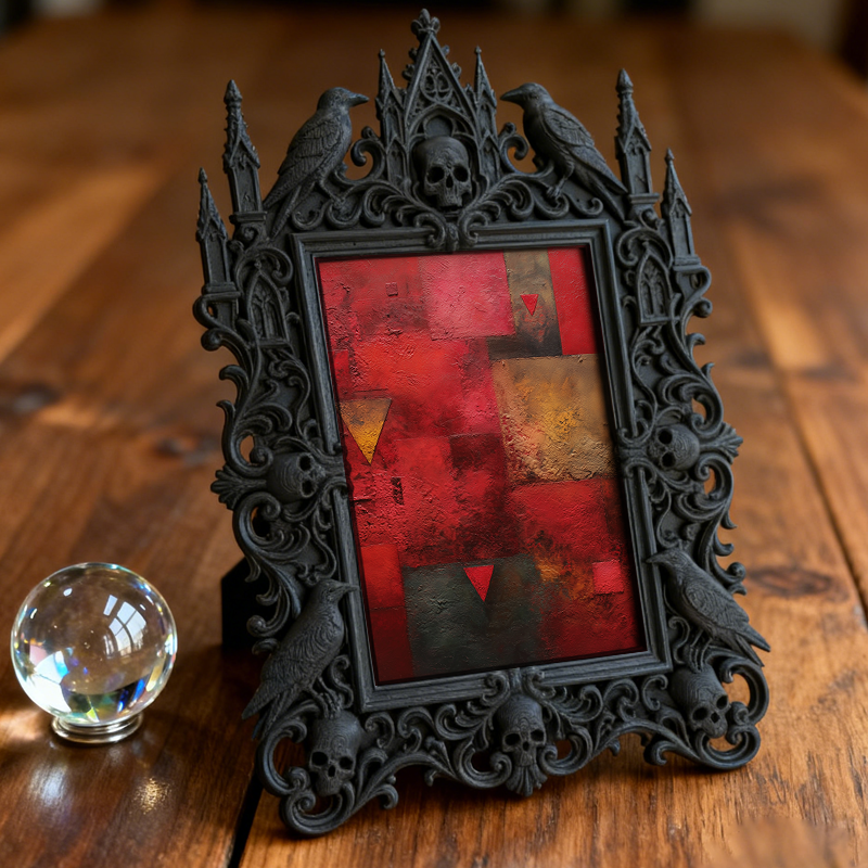 Customer-loved Gothic Dark-style Photo Frame | Horror Cosplay Photoshoot Prop Decor, Photo Ornament, Wall-mountable & Tabletop, Lightweight 