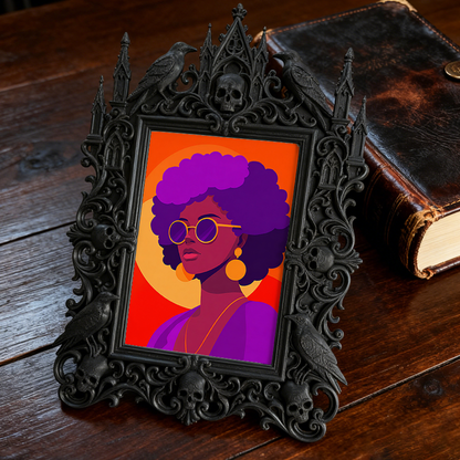 Highly-recommended Gothic Dark-style Photo Frame | Witchy Crystal Grid Shop Decor, Photo Ornament, Wall-mountable & Tabletop, Scratch-resist
