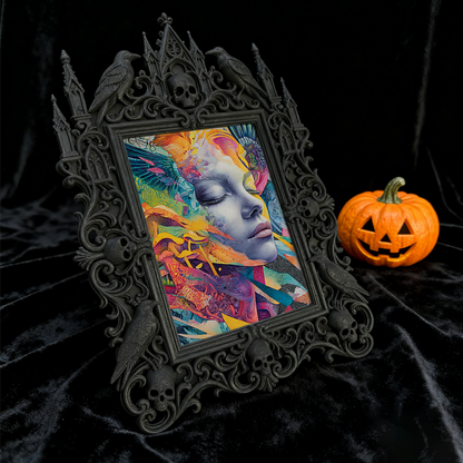 Trend-setting Gothic Dark-style Photo Frame | Dark Florist Shop Wall Decor, Photo Ornament, Wall-mountable & Tabletop, Slim Frame
