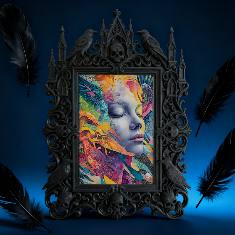 Trend-setting Gothic Dark-style Photo Frame | Dark Florist Shop Wall Decor, Photo Ornament, Wall-mountable & Tabletop, Slim Frame