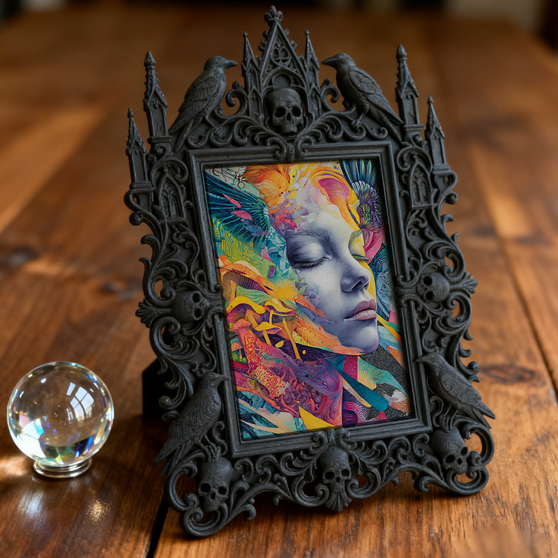 Trend-setting Gothic Dark-style Photo Frame | Dark Florist Shop Wall Decor, Photo Ornament, Wall-mountable & Tabletop, Slim Frame