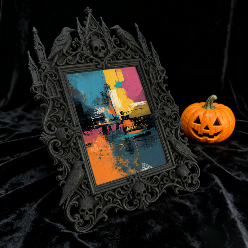 Best-rated Gothic Dark-style Photo Frame | Vampire Themed Halloween Party Decor, Photo Ornament, Dual-use Display, Sturdy Frame