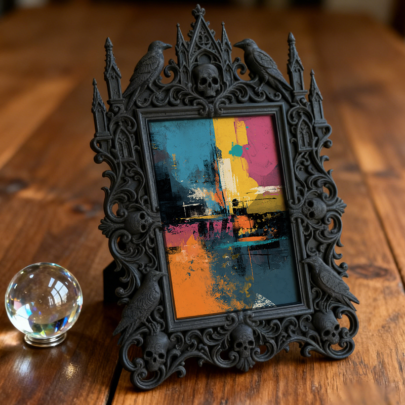 Best-rated Gothic Dark-style Photo Frame | Vampire Themed Halloween Party Decor, Photo Ornament, Dual-use Display, Sturdy Frame
