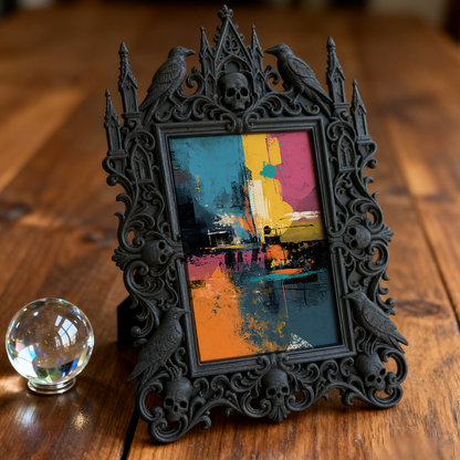 Best-rated Gothic Dark-style Photo Frame | Vampire Themed Halloween Party Decor, Photo Ornament, Dual-use Display, Sturdy Frame