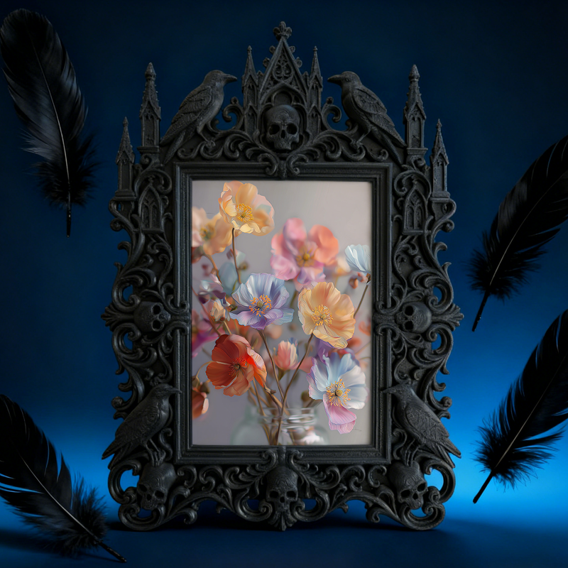Flash-sale Gothic Dark-style Photo Frame | Occult Manuscript Shop Decor, Photo Ornament, Wall-mountable & Tabletop, Collectible Frame
