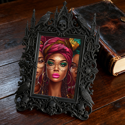 Hit Gothic Dark-style Photo Frame | Gothic Themed Nail Salon Display, Photo Ornament, Wall-mountable & Tabletop, Plastic Frame