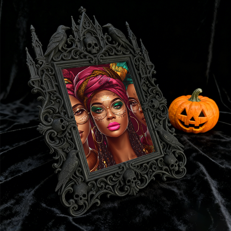 Hit Gothic Dark-style Photo Frame | Gothic Themed Nail Salon Display, Photo Ornament, Wall-mountable & Tabletop, Plastic Frame