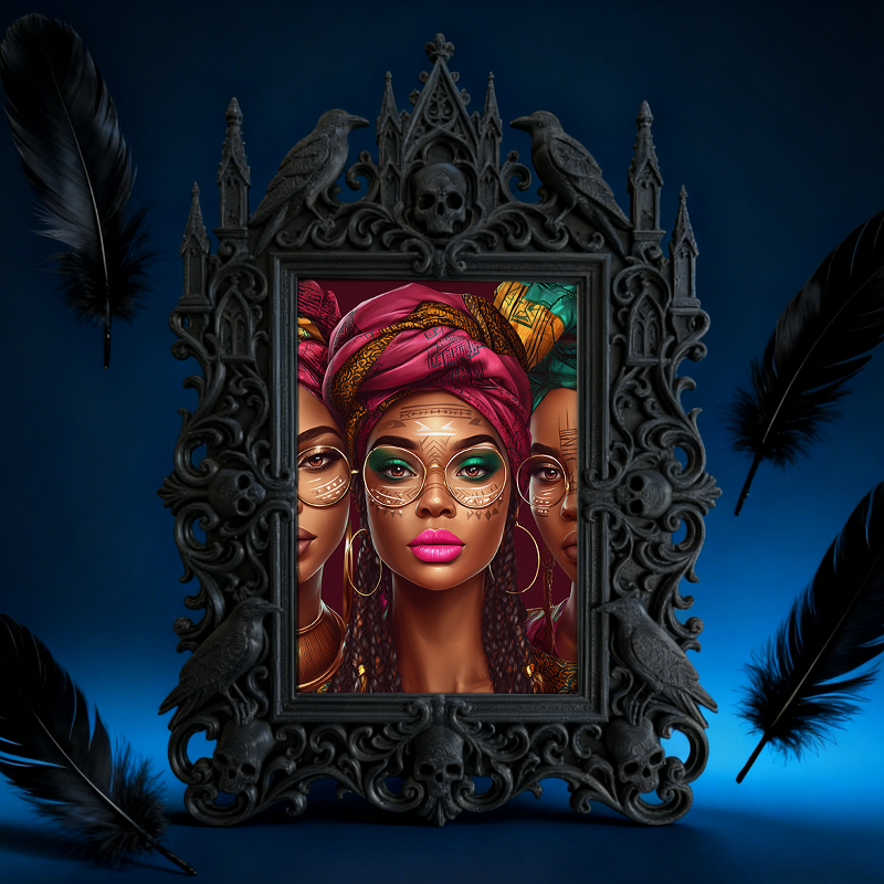 Hit Gothic Dark-style Photo Frame | Gothic Themed Nail Salon Display, Photo Ornament, Wall-mountable & Tabletop, Plastic Frame