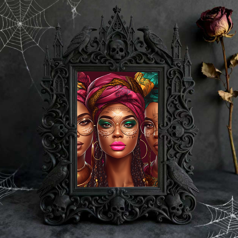 Hit Gothic Dark-style Photo Frame | Gothic Themed Nail Salon Display, Photo Ornament, Wall-mountable & Tabletop, Plastic Frame