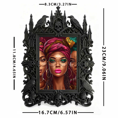 Hit Gothic Dark-style Photo Frame | Gothic Themed Nail Salon Display, Photo Ornament, Wall-mountable & Tabletop, Plastic Frame