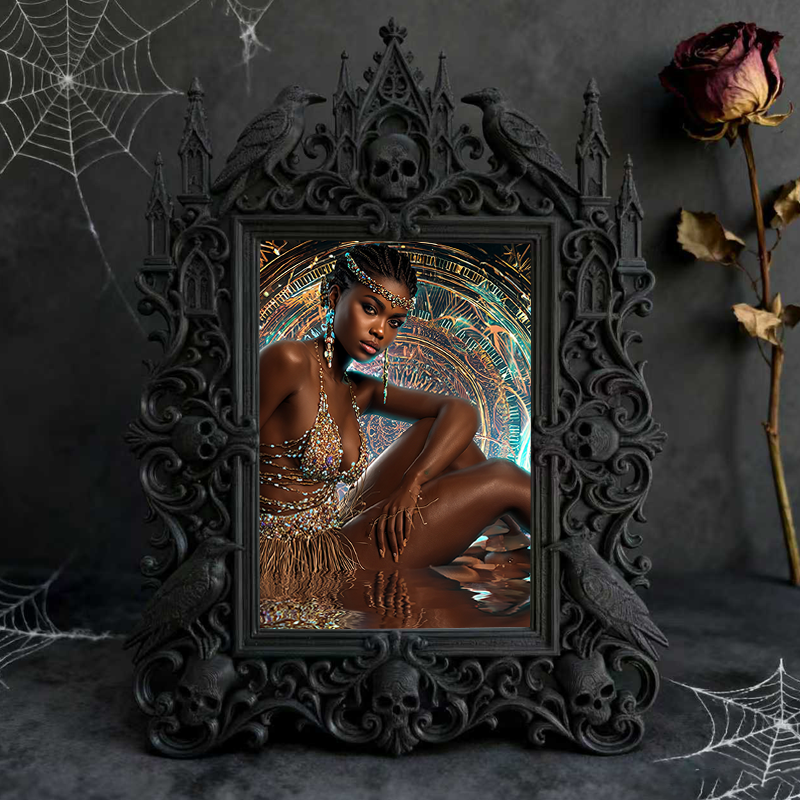 Must-grab Gothic Dark-style Photo Frame | Vampire Book Club Meeting Decor, Photo Ornament, Wall-mountable & Tabletop, Lightweight Frame