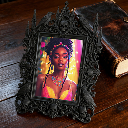 Fast-selling Gothic Dark-style Photo Frame | Gothic Pet Grooming Shop Wall Decor, Photo Ornament, Dual-use Display, Retro Plastic Frame