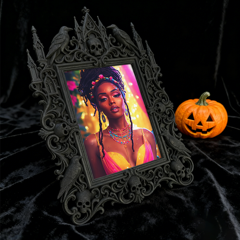 Fast-selling Gothic Dark-style Photo Frame | Gothic Pet Grooming Shop Wall Decor, Photo Ornament, Dual-use Display, Retro Plastic Frame