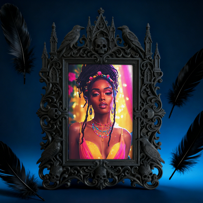 Fast-selling Gothic Dark-style Photo Frame | Gothic Pet Grooming Shop Wall Decor, Photo Ornament, Dual-use Display, Retro Plastic Frame