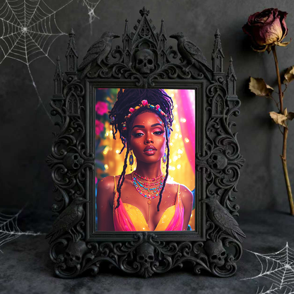 Fast-selling Gothic Dark-style Photo Frame | Gothic Pet Grooming Shop Wall Decor, Photo Ornament, Dual-use Display, Retro Plastic Frame