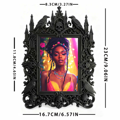 Fast-selling Gothic Dark-style Photo Frame | Gothic Pet Grooming Shop Wall Decor, Photo Ornament, Dual-use Display, Retro Plastic Frame