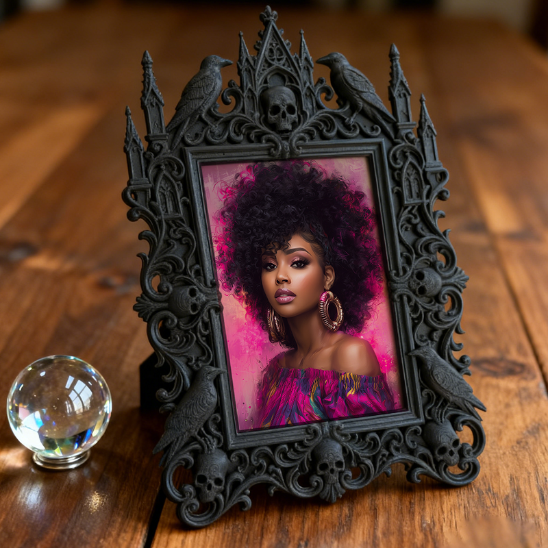 High-demand Gothic Dark-style Photo Frame | Witchy Crystal Healing Room Decor, Photo Ornament, Wall-mountable & Tabletop, Scratch-resistant 